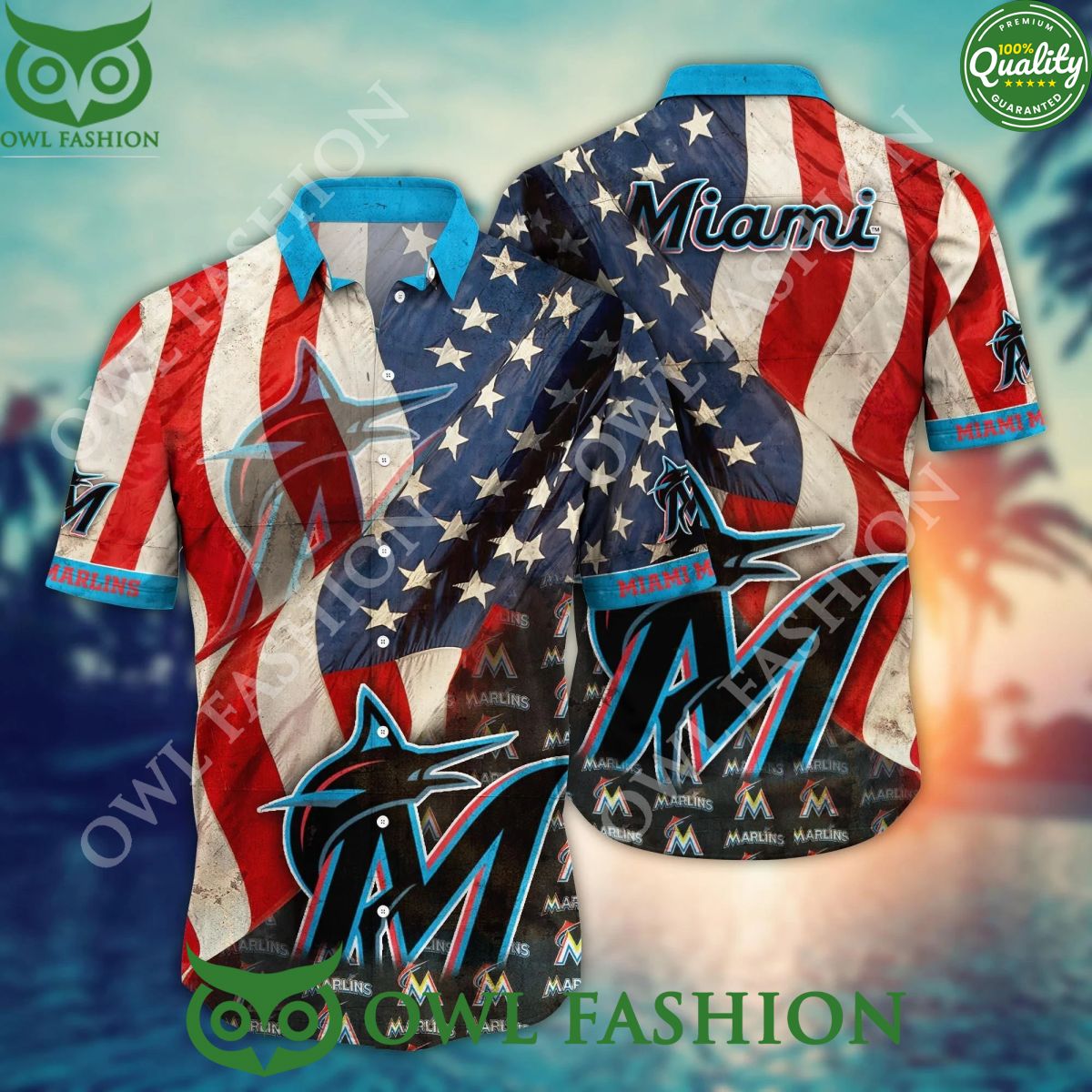 Miami Marlins USA Flag MLB Hawaiian Shirt Independence Day