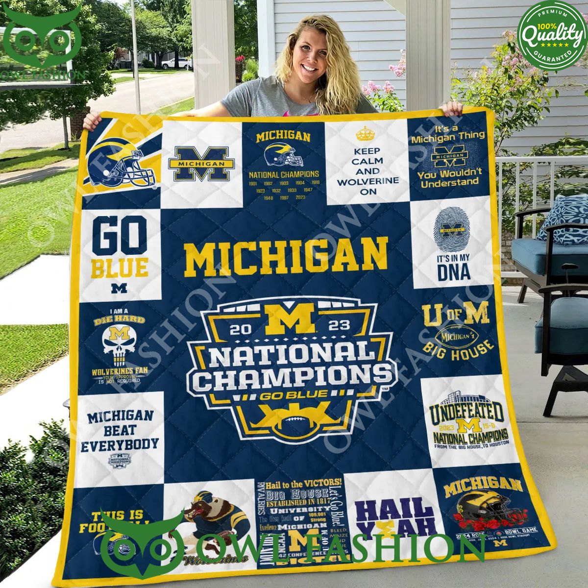 Michigan Wolverines 23 24 National Champions Quilt Blanket