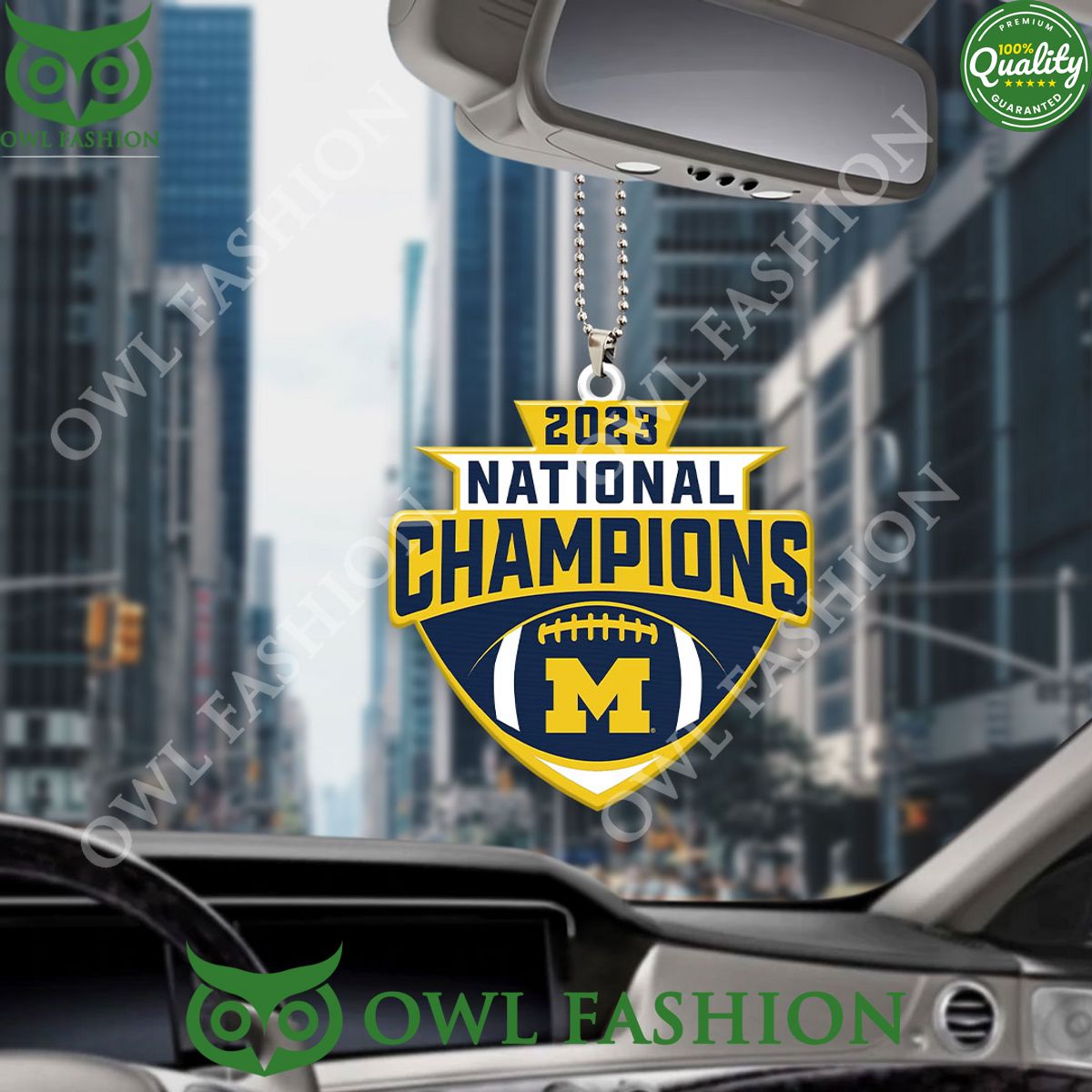 Michigan Wolverines Football 2023 National Champion Car Ornament