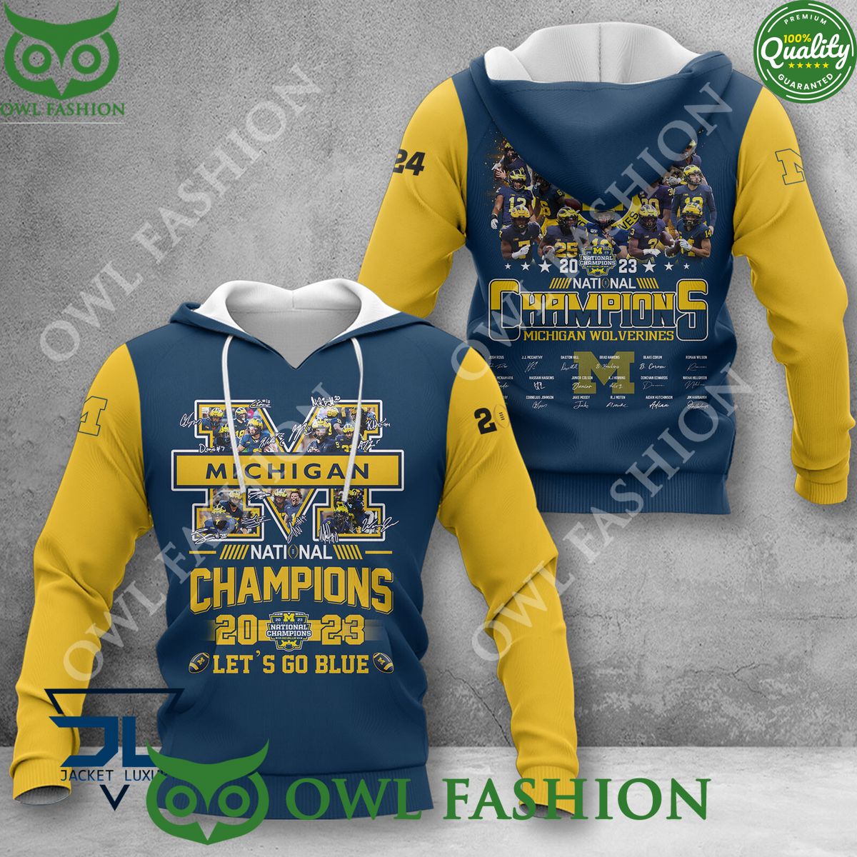 Michigan Wolverines Lets go Blue National Champions 2023 AOP hoodie
