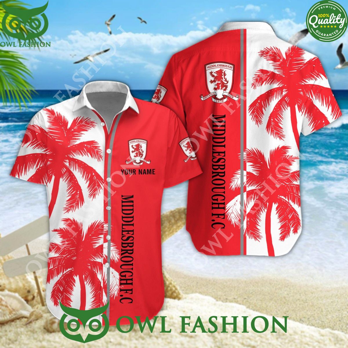 Middlesbrough summer beach blue tropical coconut tree 2024 customized Hawaiian Shirt