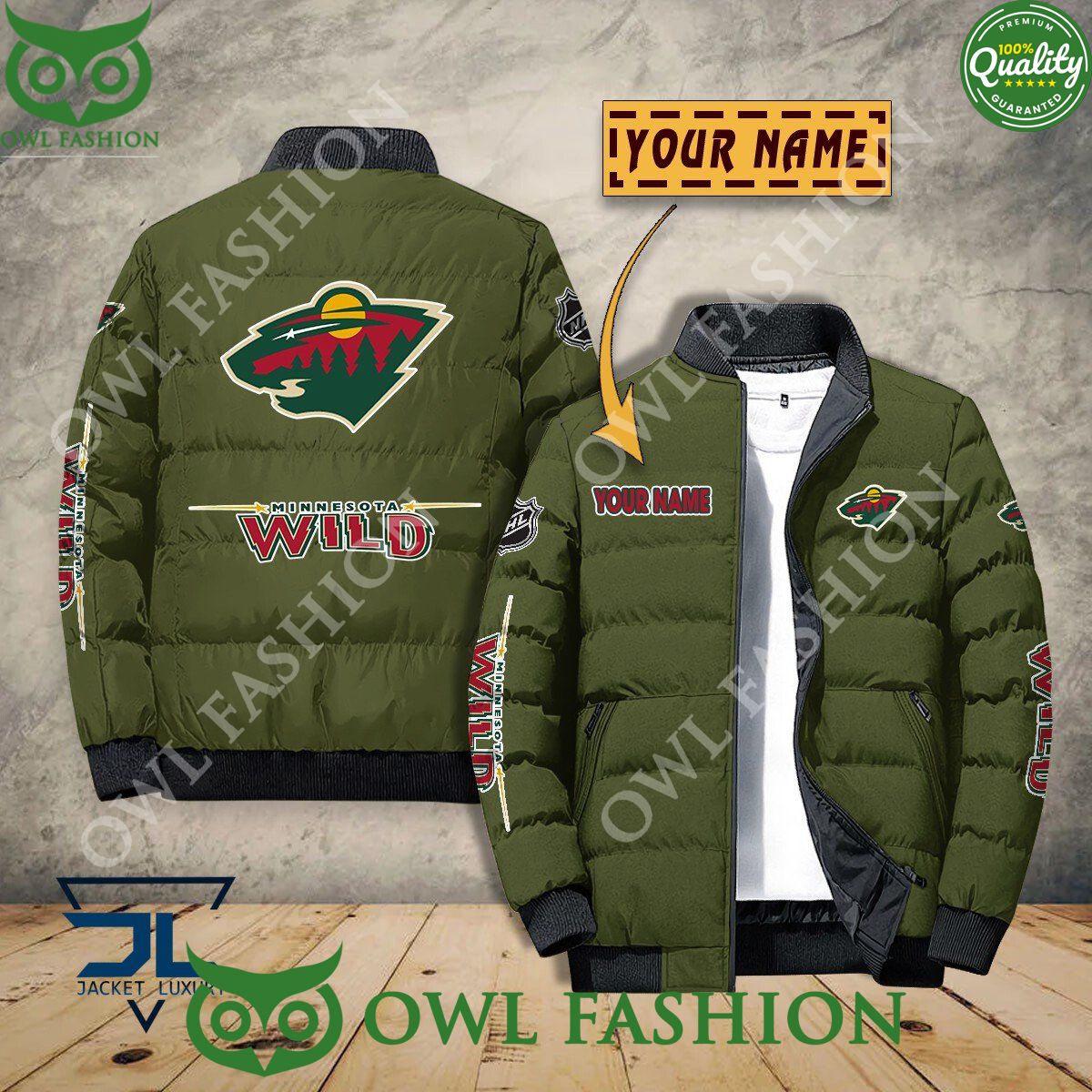 Minnesota Wild Custom Name NHL Ice Hockey Puffer Jacket Sport