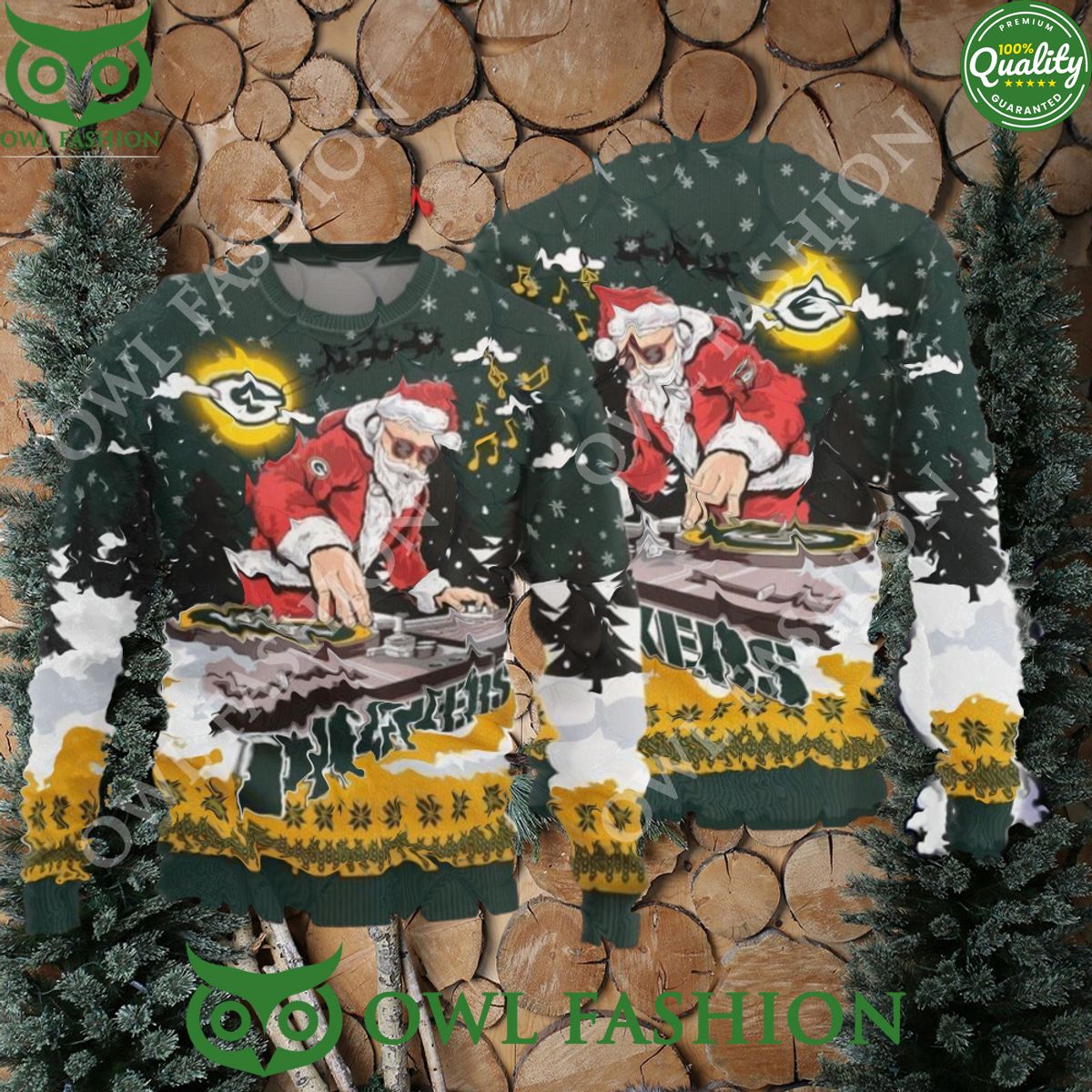 MLB Green Bay Packers Christmas Funny DJ Santa Limited Edition 3D Sweater