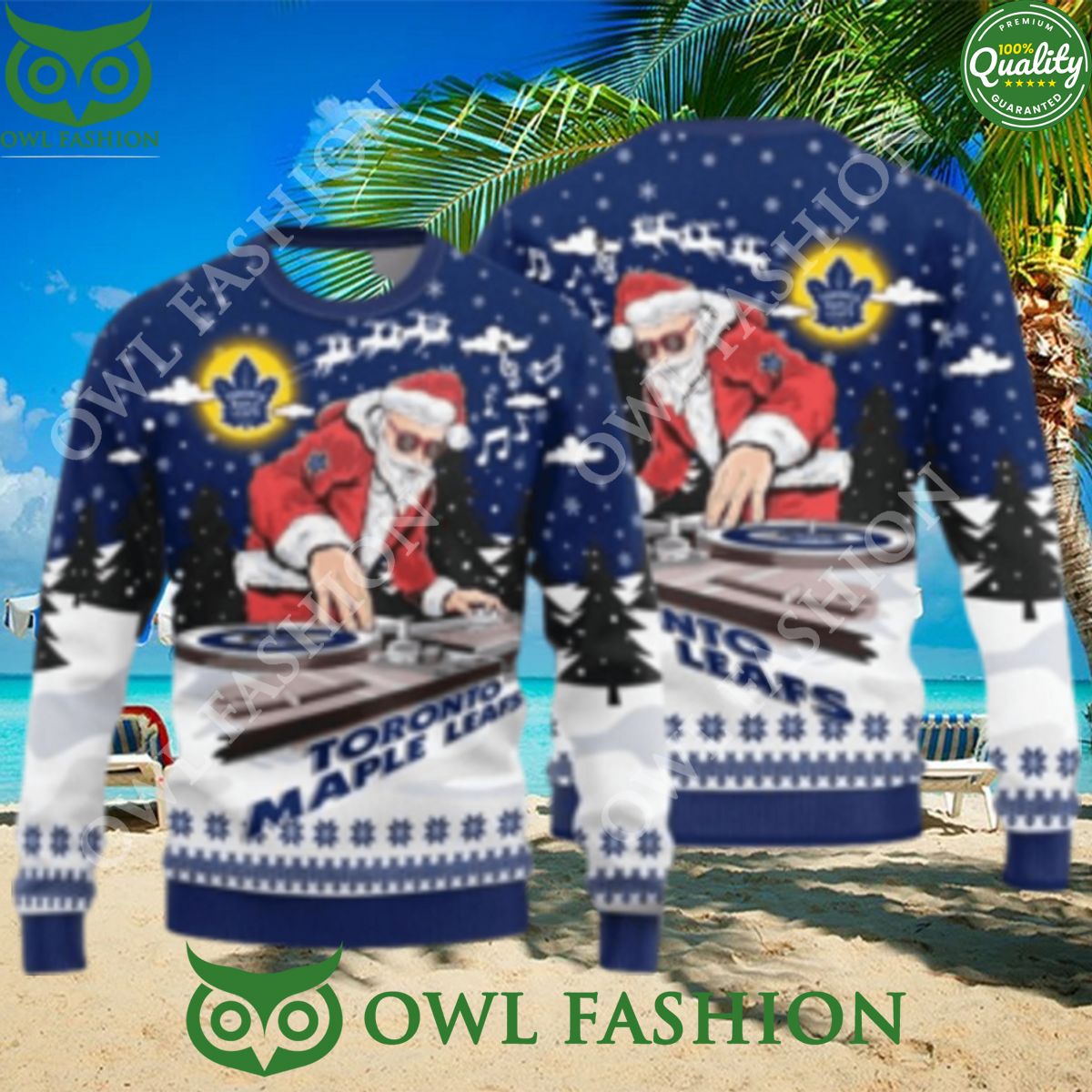 MLB Toronto Maple Leafs Christmas Funny DJ Santa New Style Sweater