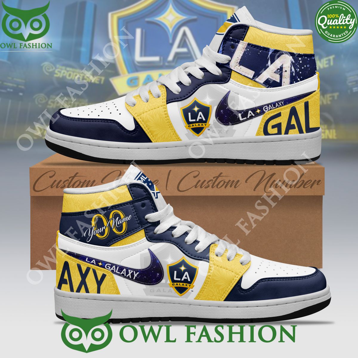 MLS Soccer LA Galaxy Shoes Air Jordan 1 Customized Limited