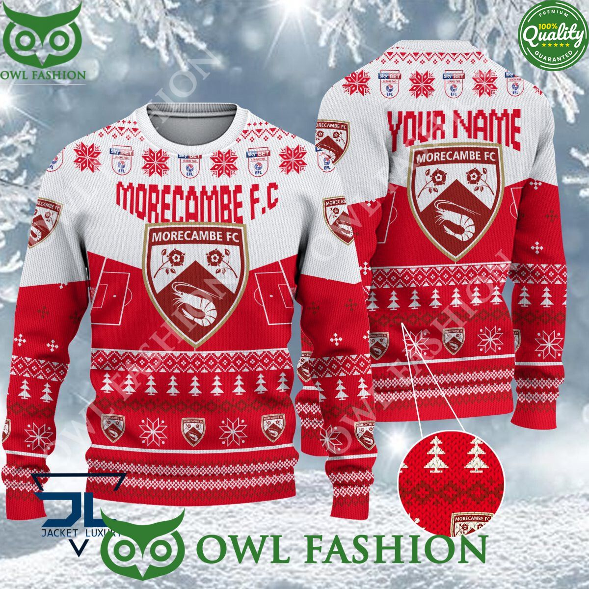 Morecambe F.C EFL 2023 Custom Ugly Christmas Sweater Jumper