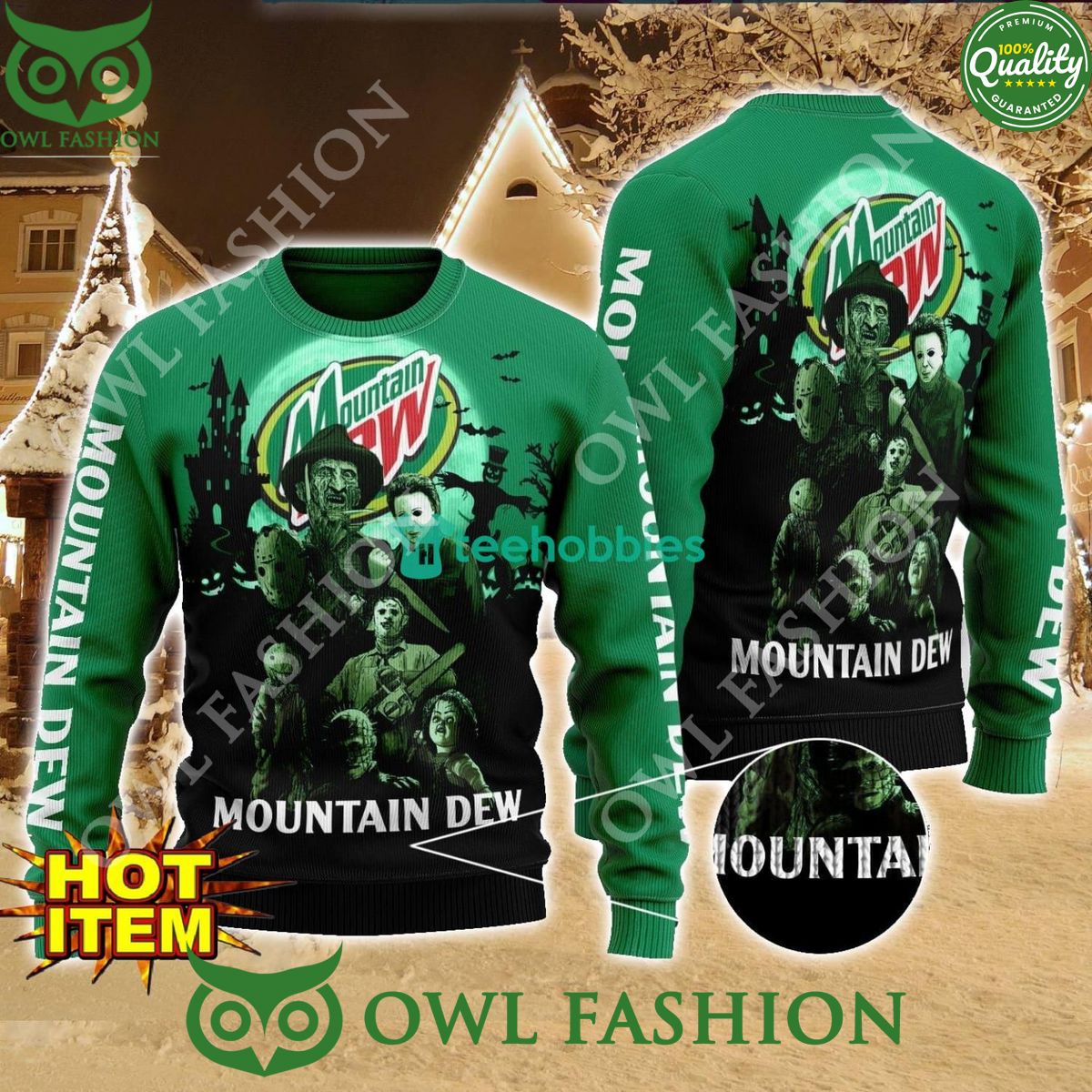 Mountain Dew Horror Halloween Night 2024 Ugly Sweater