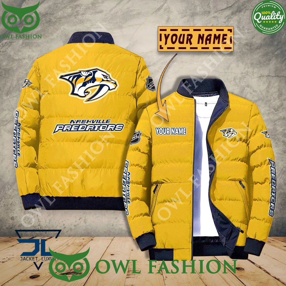 Nashville Predators Custom Name NHL Ice Hockey Puffer Jacket Sport