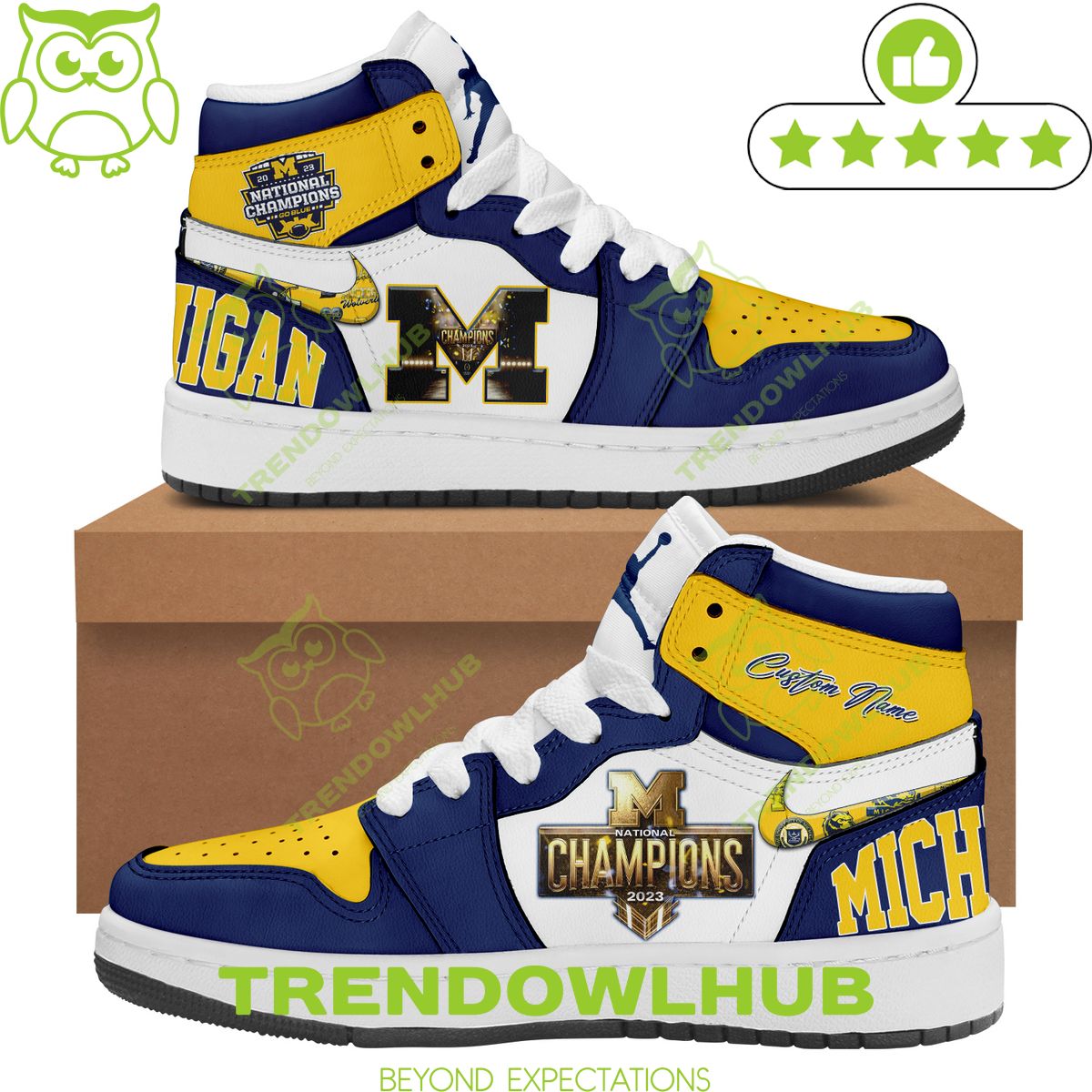 National Champion Michigan Wolverines 2023 Cup Air jordan High Top Custom name