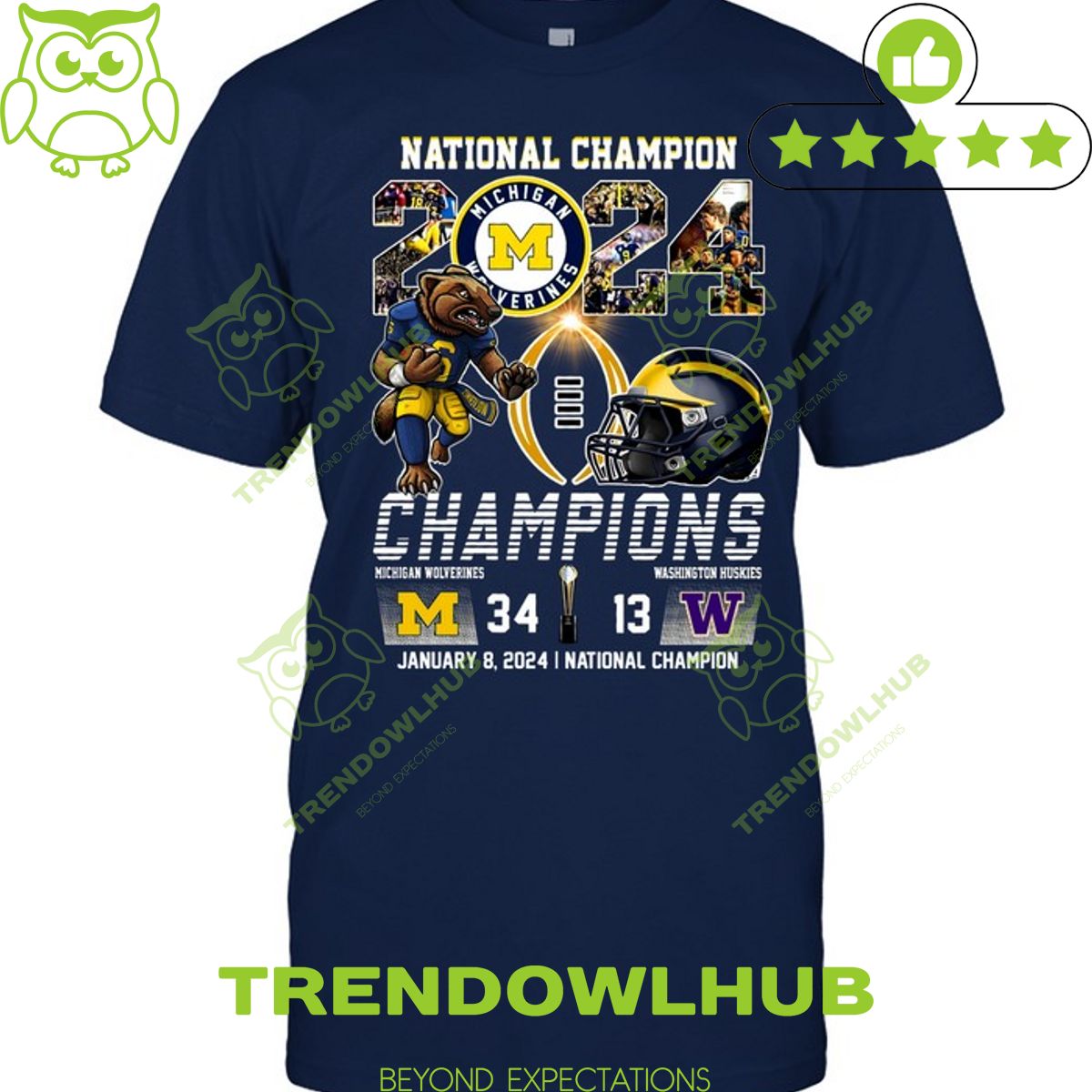 National Champion Michigan Wolverines 2024 34 13 Washington Huskies t shirt