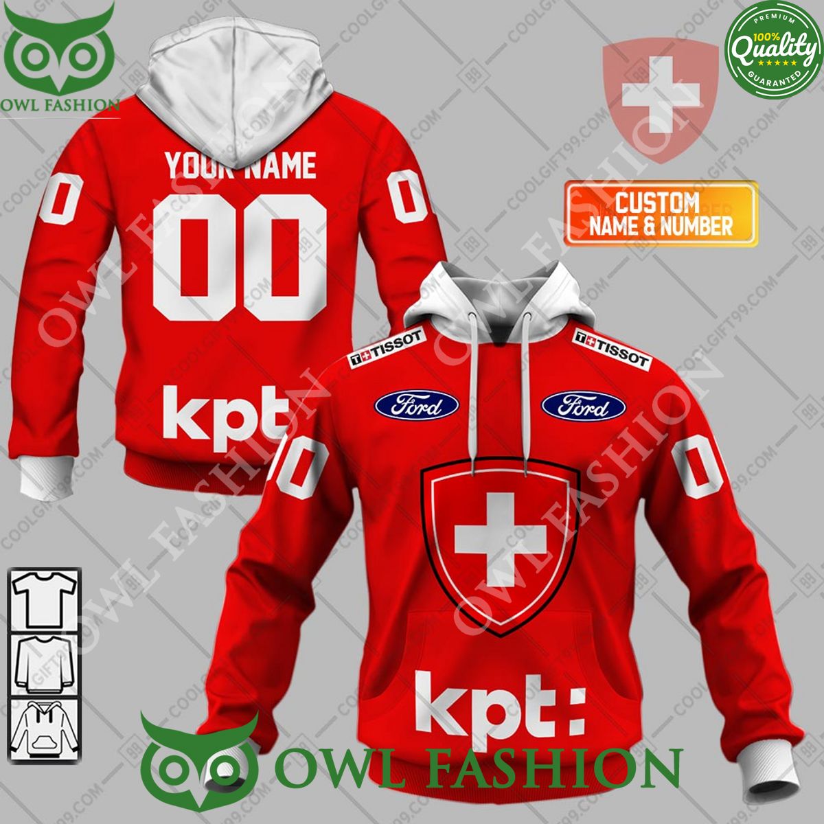 National Swiss Ice Hockey Team KPT Red Printed hoodie