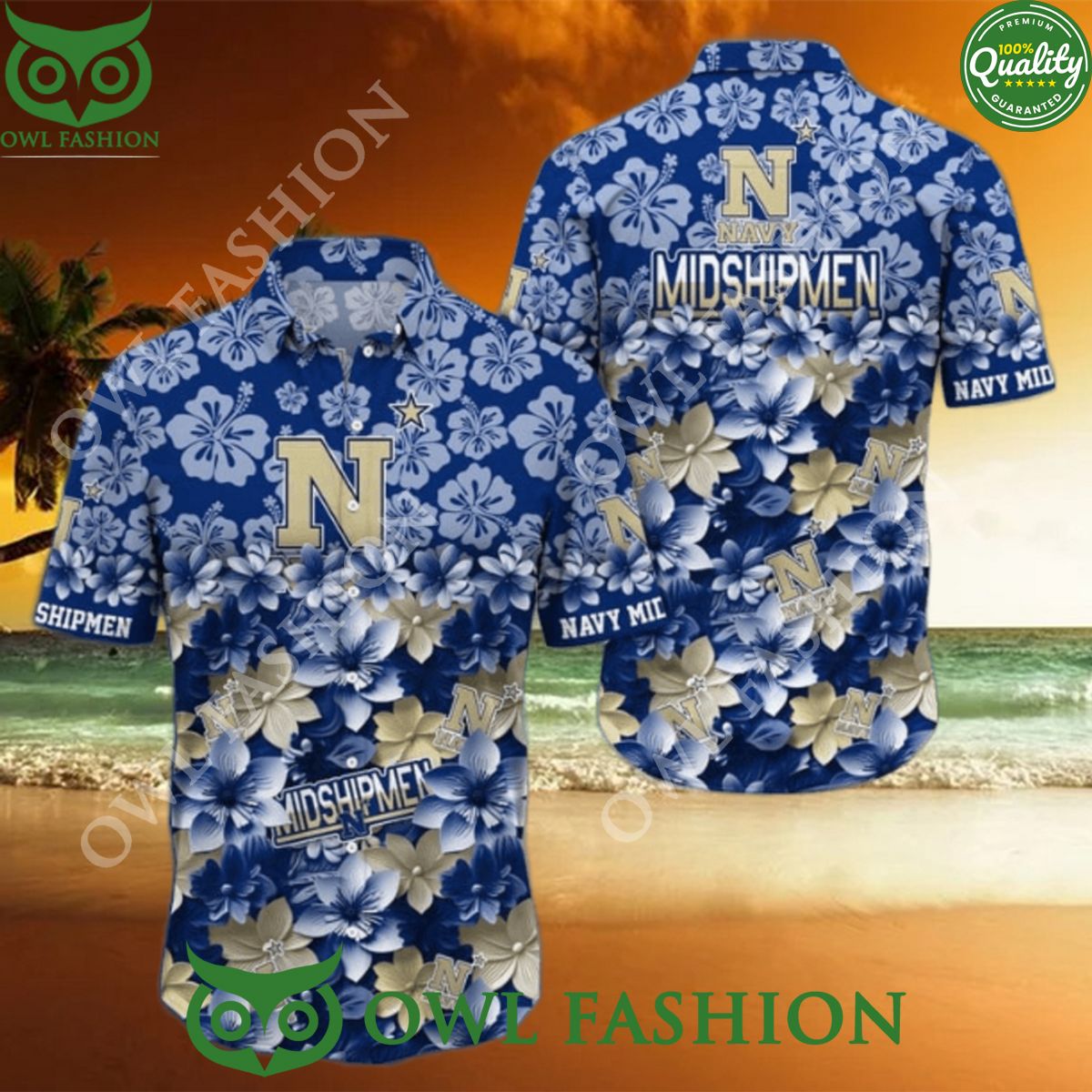 Navy Midshipmen NCAA3 Flower Hawaiian Shirt Trending Summer