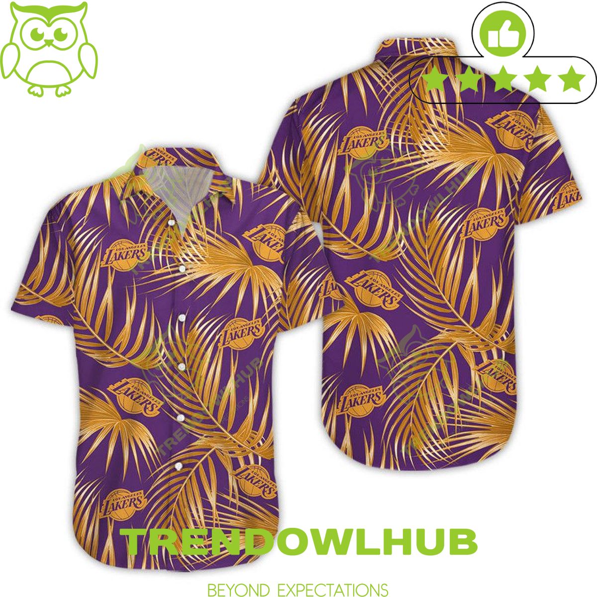 NBA Los Angeles Lakers Golden Leaf Palm Purple Aloha Hawaiian Shirt