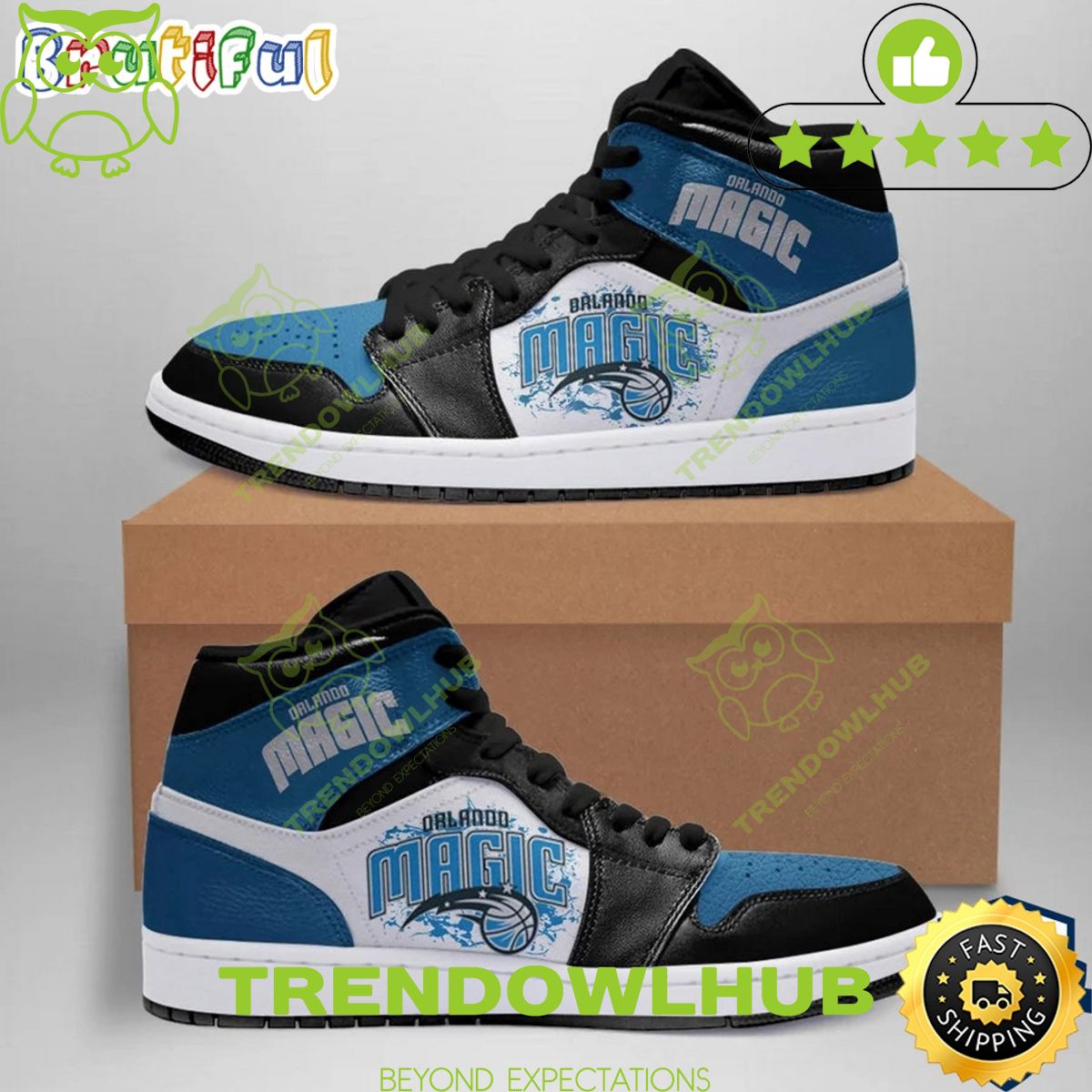 NBA Orlando Magic Blue Black Air Jordan 1 High Sneakers Classic Air Jordan Sneakers