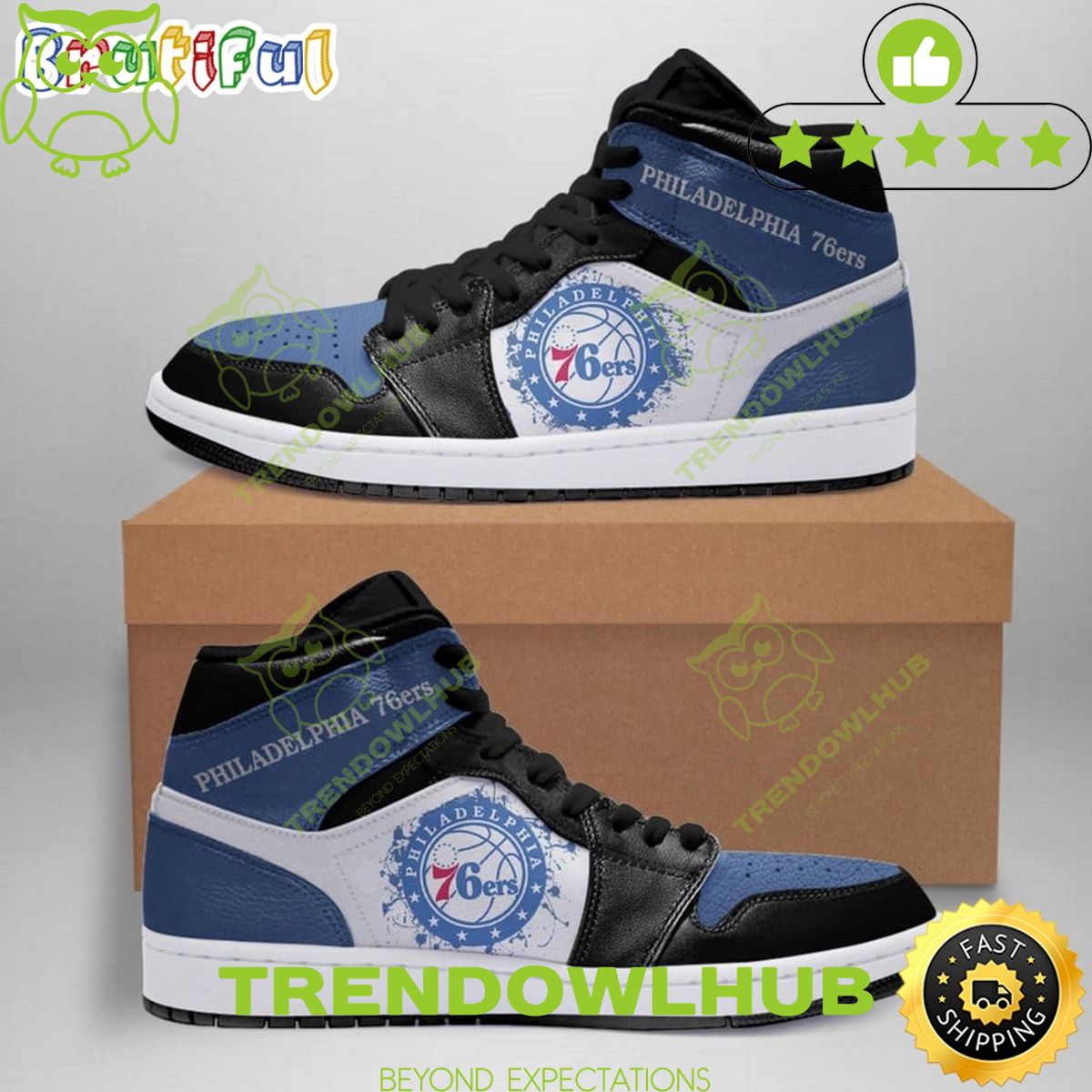 NBA Philadelphia 76ers Blue Black Air Jordan 1 High Sneakers Classic Air Jordan Sneakers