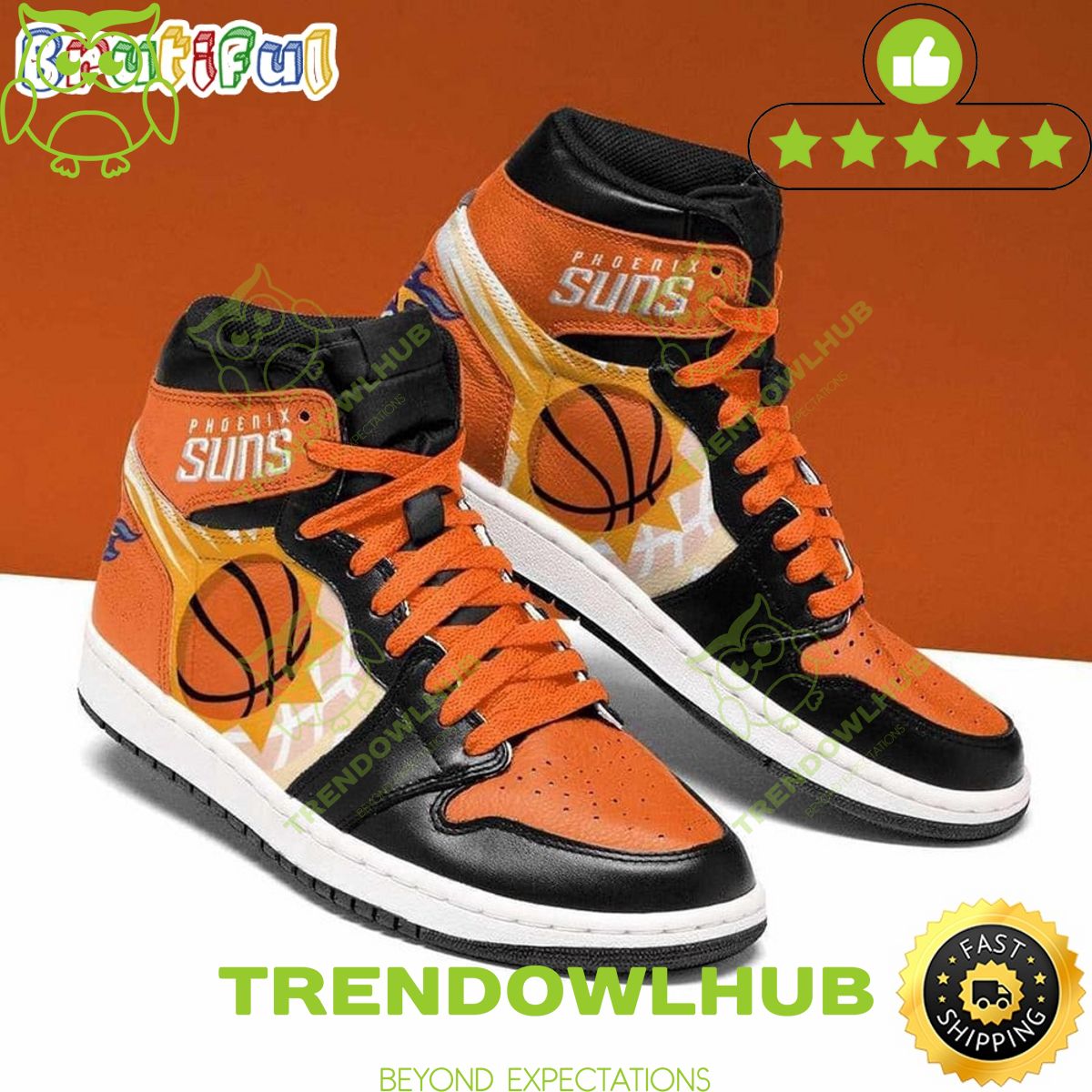 NBA Phoenix Suns Orange Black Air Jordan 1 High Sneakers