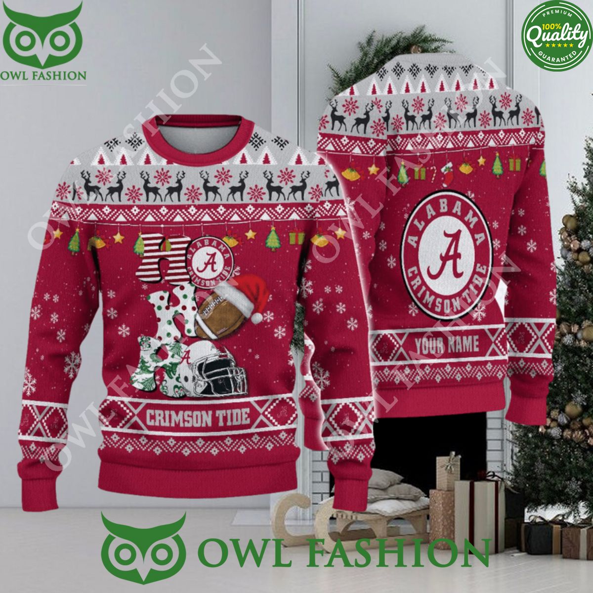 NCAA Alabama Crimson Tide HO HO HO Custom Ugly Christmas Sweater Jumper
