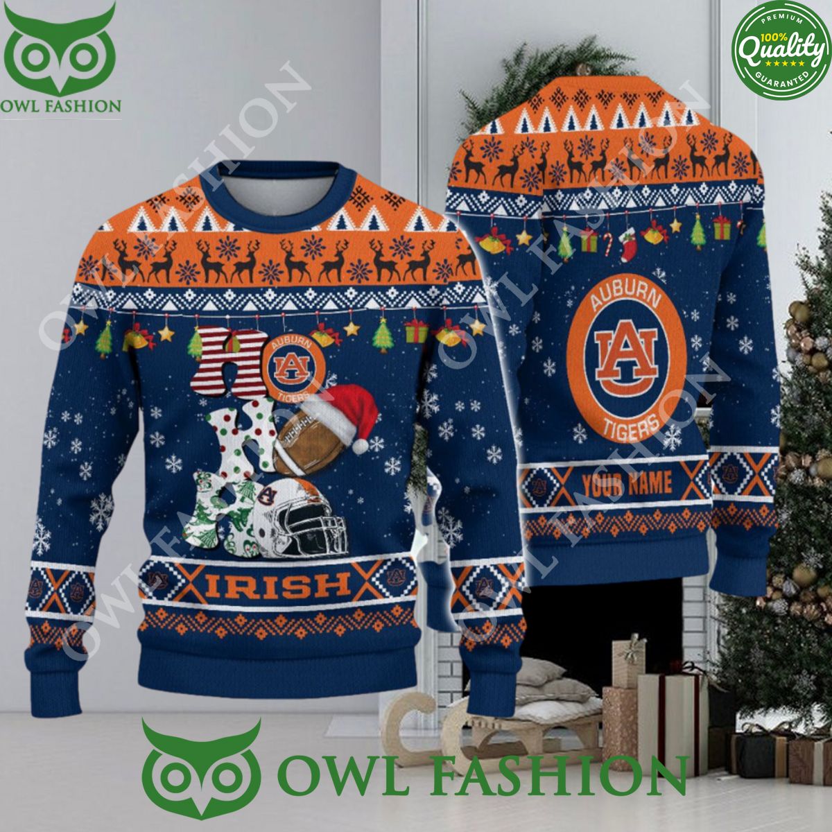 NCAA Auburn Tigers HO HO HO Custom Ugly Christmas Sweater Jumper