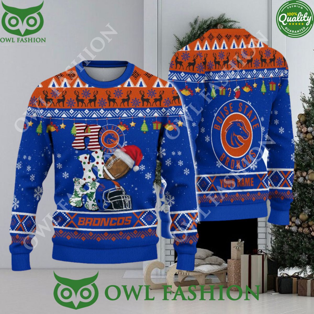 NCAA Boise State Broncos HO HO HO Custom Ugly Christmas Sweater Jumper