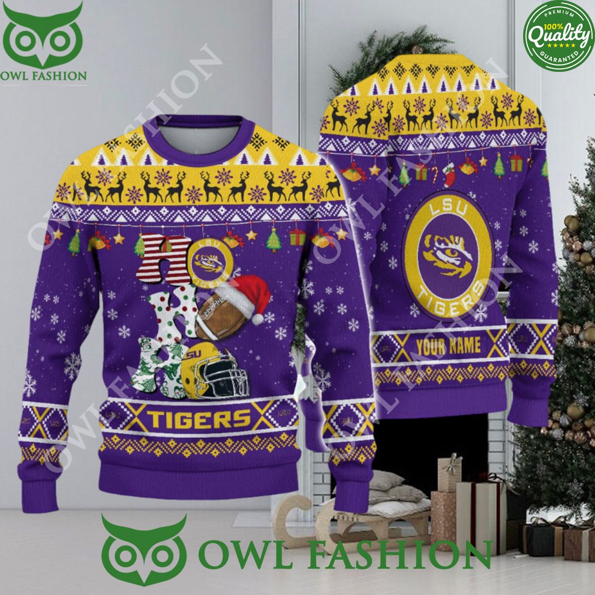 NCAA LSU Tigers HO HO HO Custom Ugly Christmas Sweater Jumper