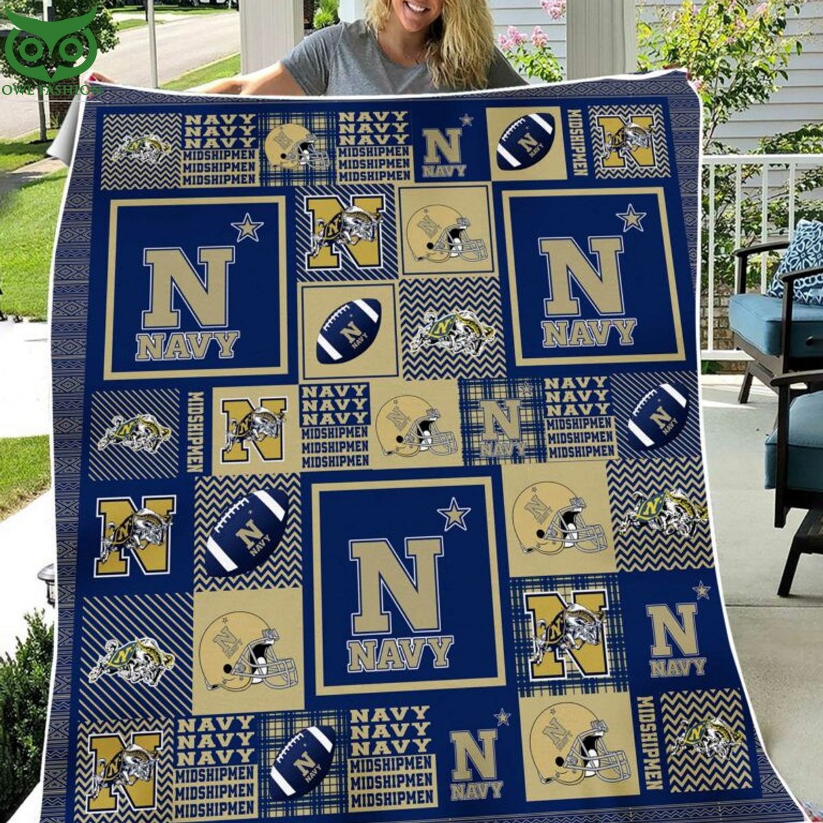 NCAA Navy Midshipmen Football Quilt Blanket