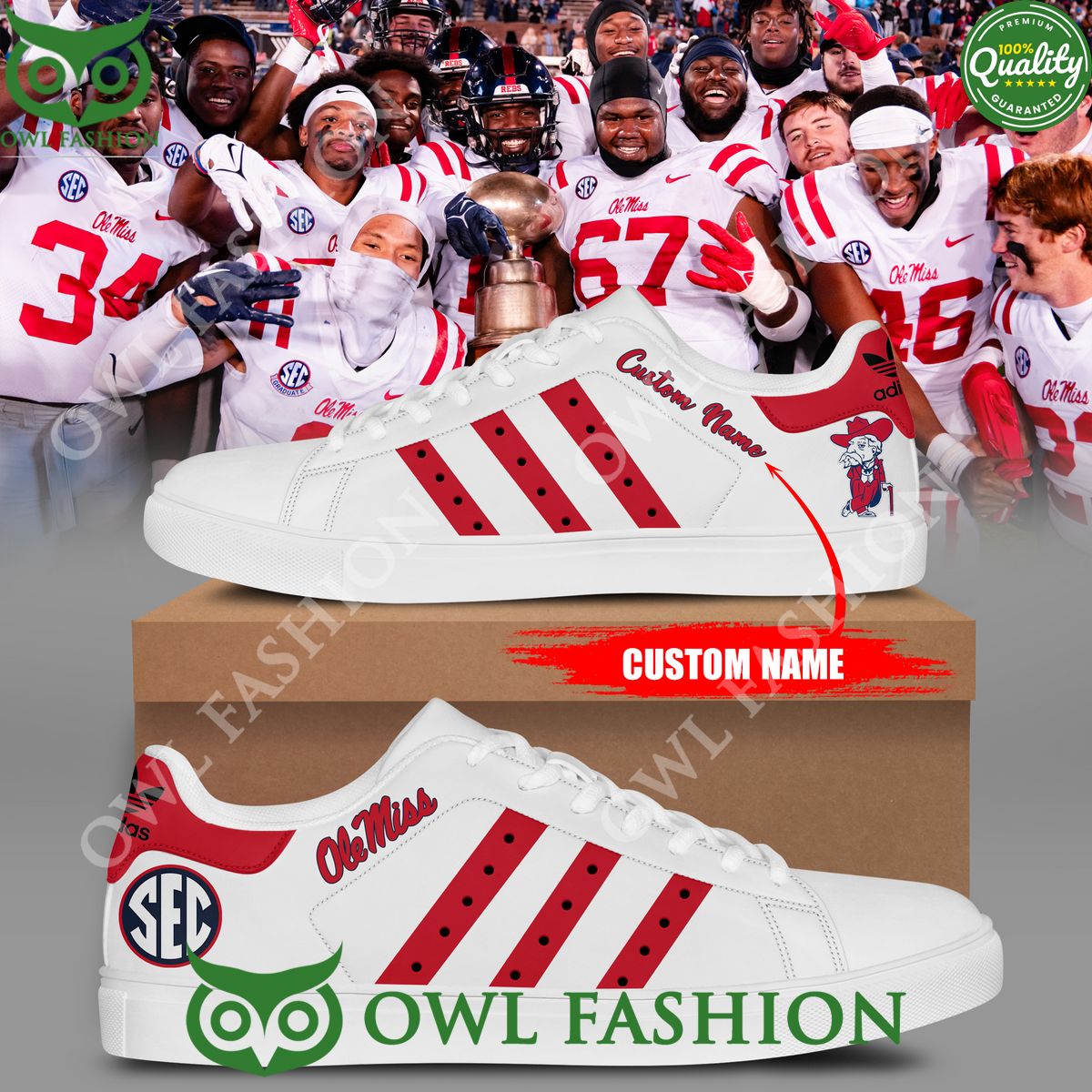 NCAA Ole Miss Rebels Football 2023 Champions Personalize Stan smith