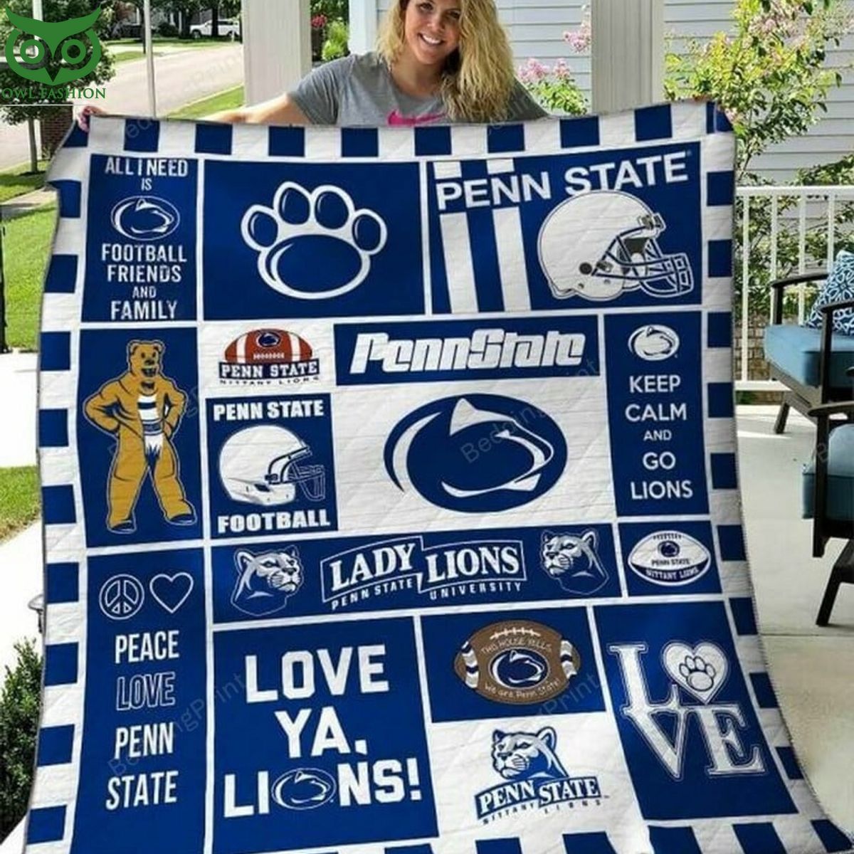 NCAA Penn State Nittany Lions Football Quilt Blanket