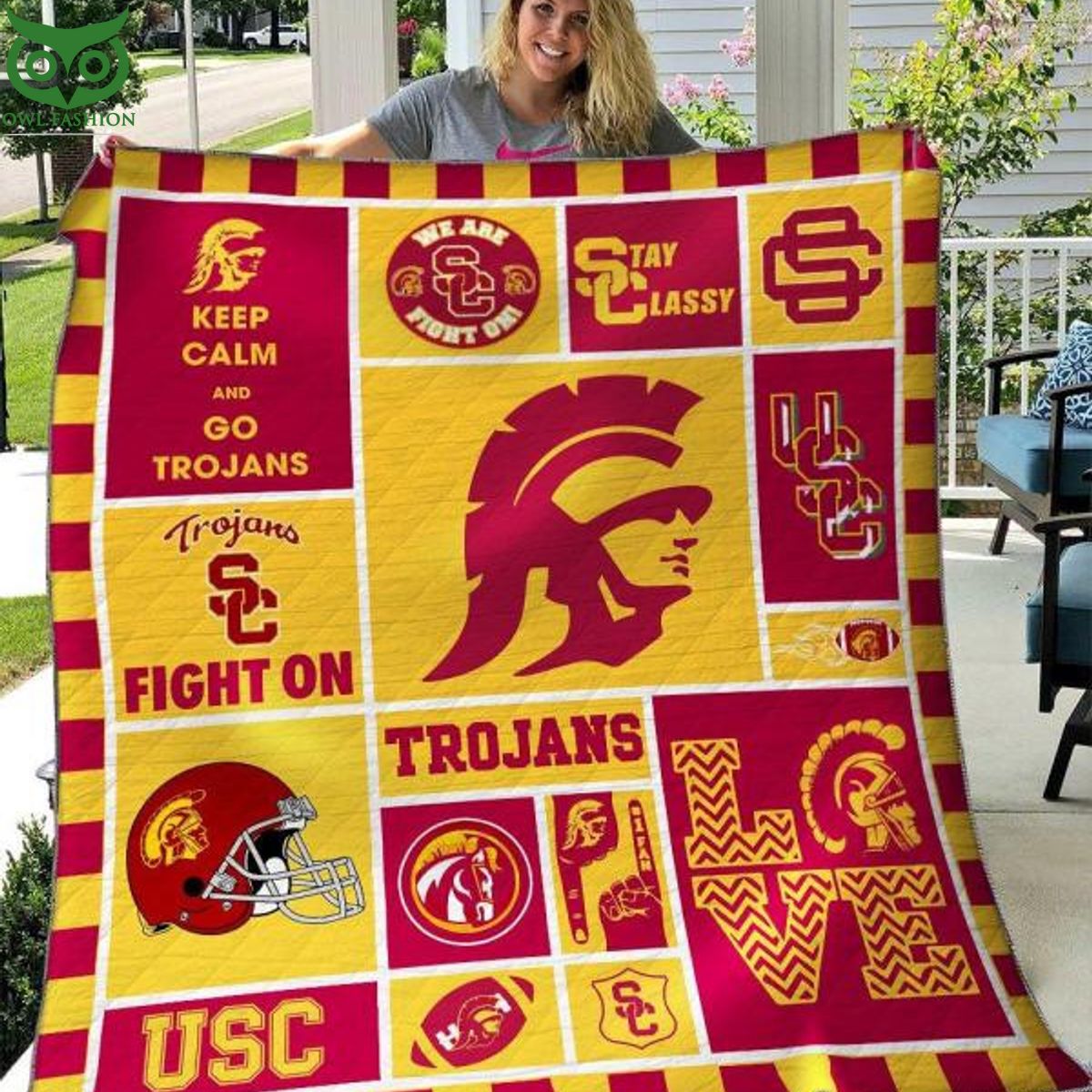NCAA USC Trojans Football Quilt Blanket