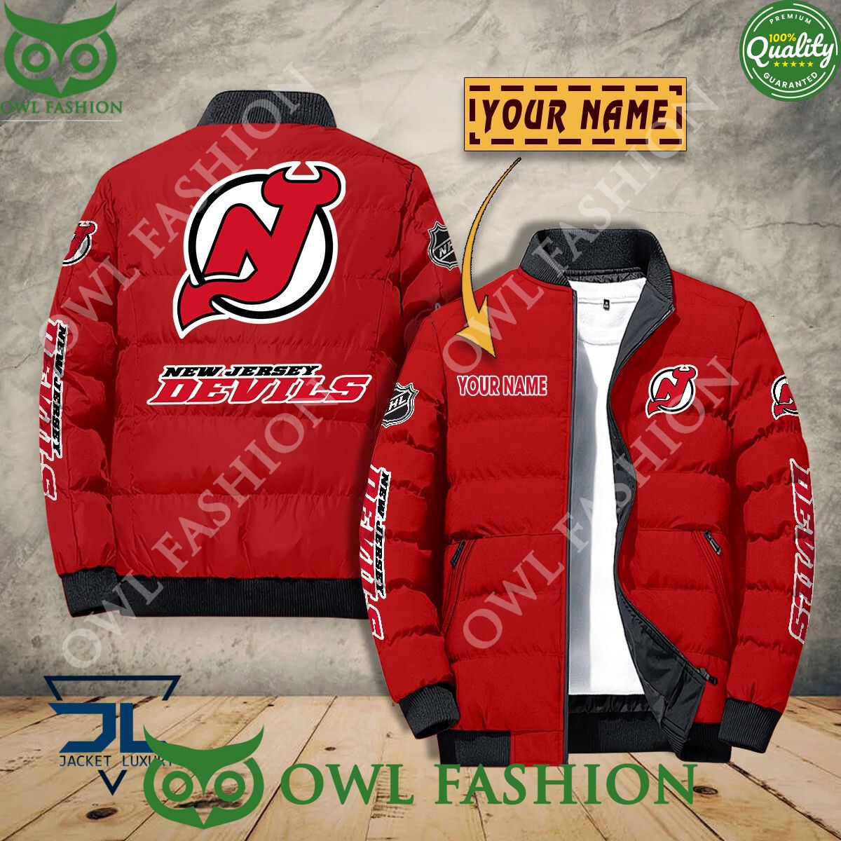 New Jersey Devils Custom Name NHL Ice Hockey Puffer Jacket Sport
