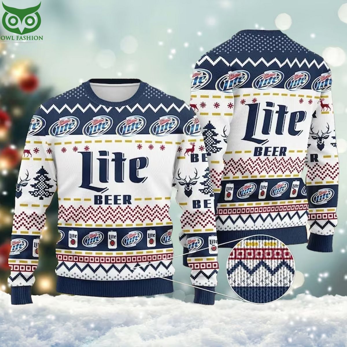 New Miller Lite Beer Christmas 3D Ugly Sweater