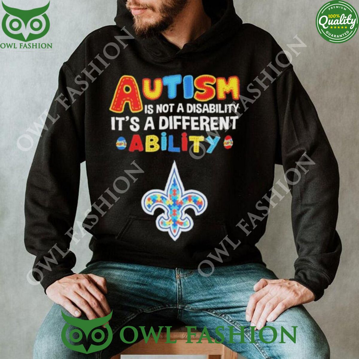 New Orleans Saints Autism Premium NFL 2D Hoodie Shirt
