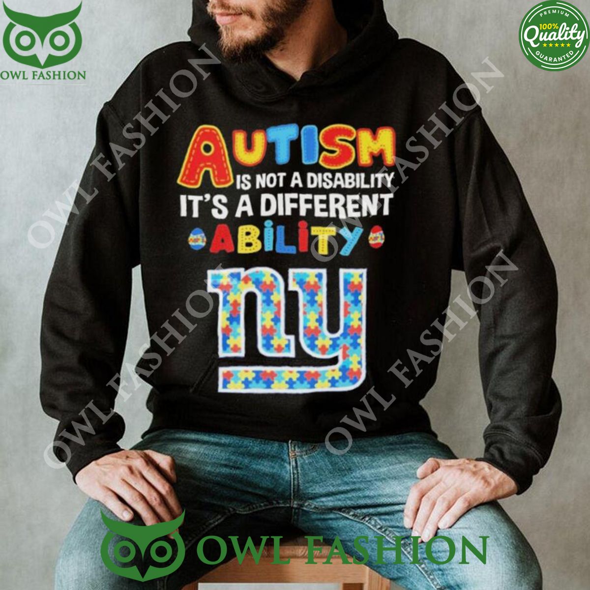 New York Giants Autism Premium NFL 2D Hoodie Shirt