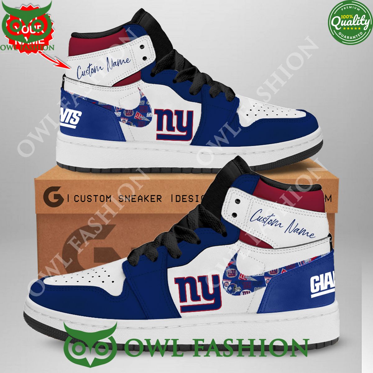 New York Giants NFL Champion Custom Name Air Jordan