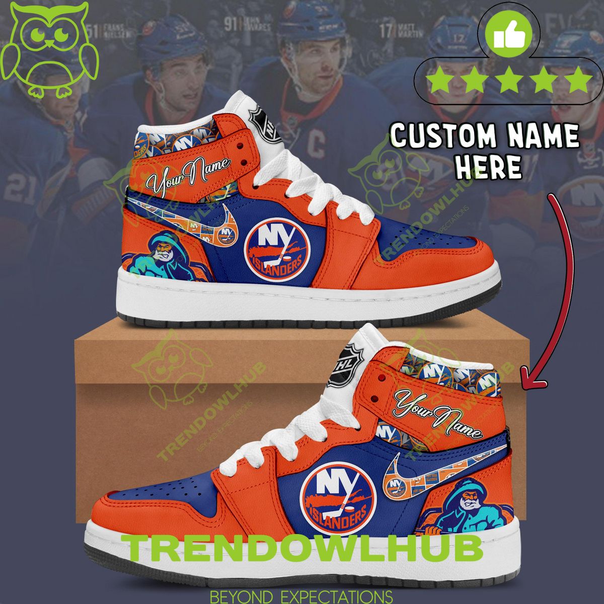 New York Islanders NHL Team Nike Custom High Top Air Jordan