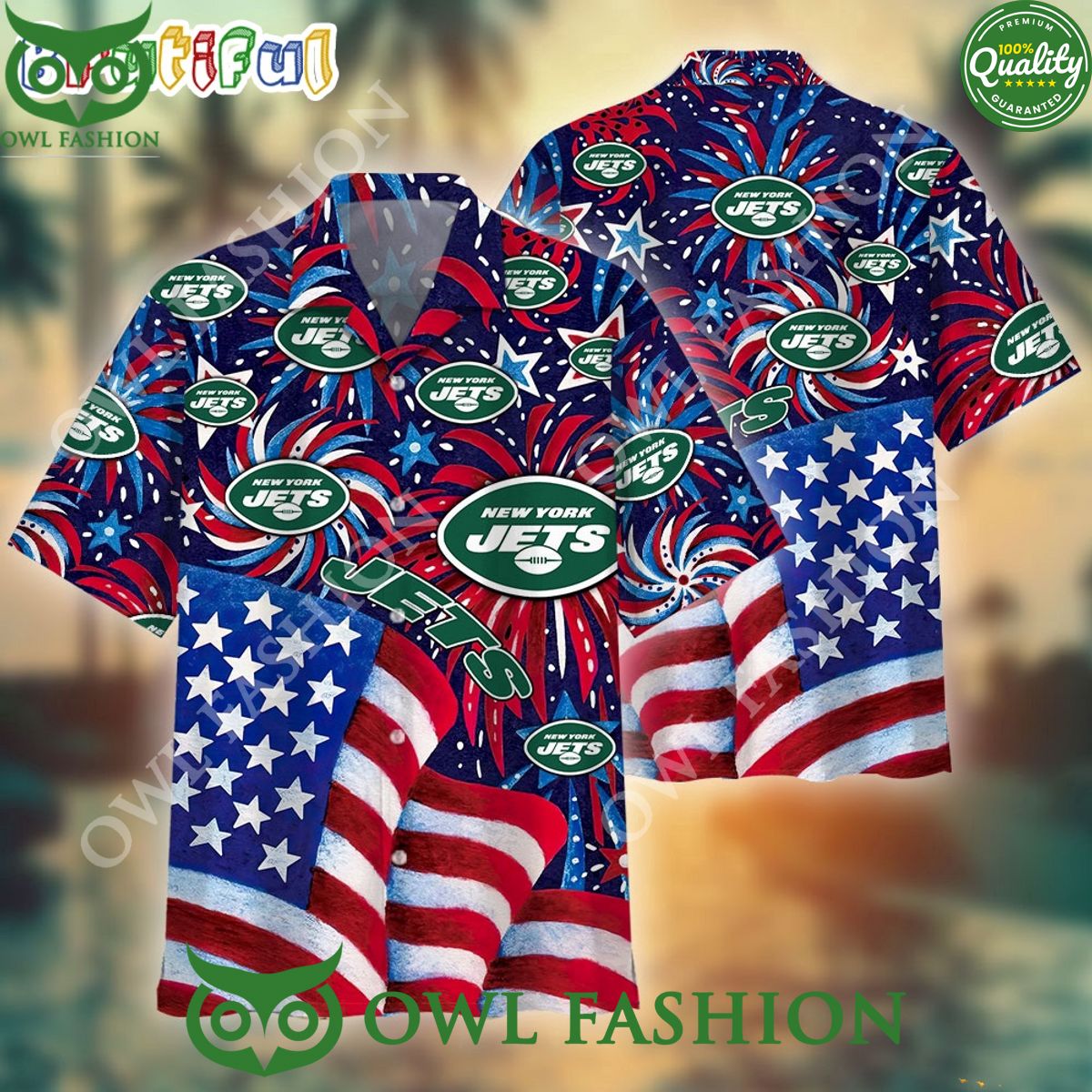New York Jets Memorial Firework NFL Hawaiian Shirt Tropical Football