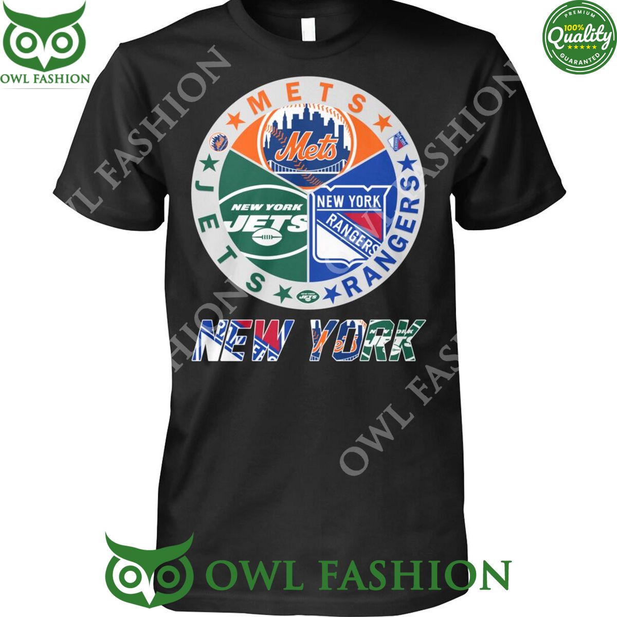 New York Mets Jets Rangers 3 baseball team 2d t shirt