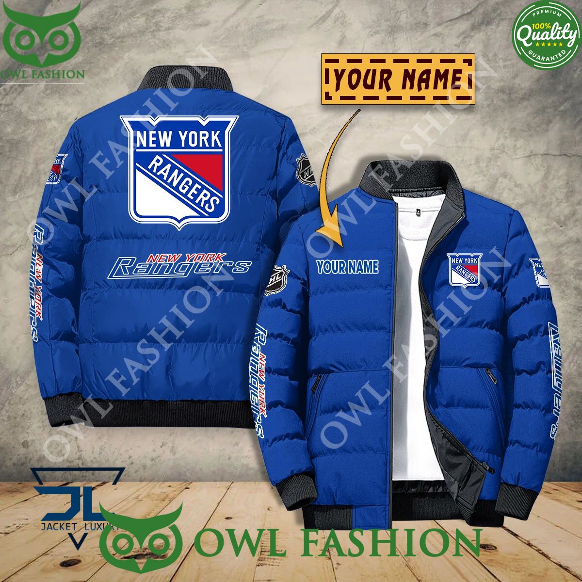 New York Rangers Custom Name NHL Ice Hockey Puffer Jacket Sport