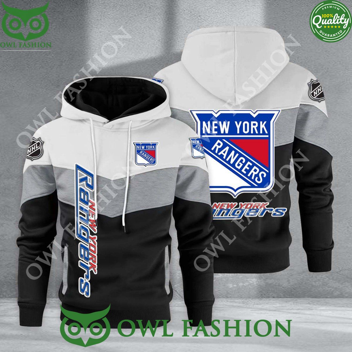 New York Rangers NHL Hockey Black White Printed Hoodie