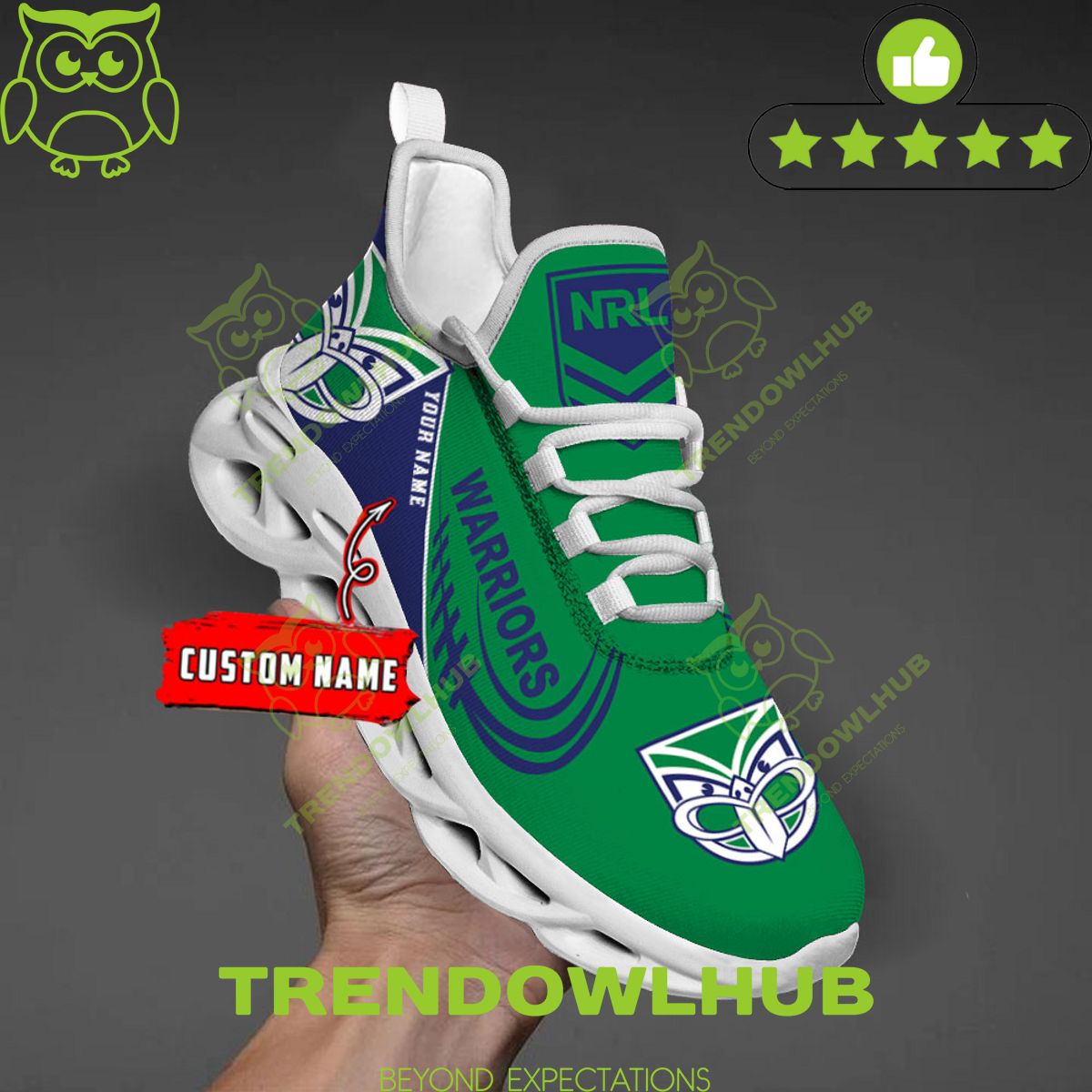 New Zealand Warriors NRL Custom Name Green Max soul Shoes