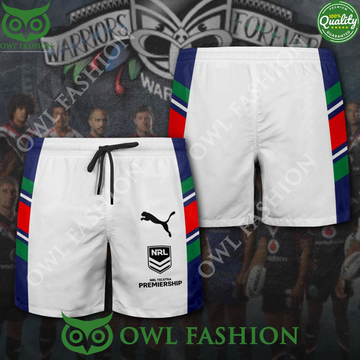 New Zealand Warriors NRL Telstra Premiership Rugby 3D Shorts