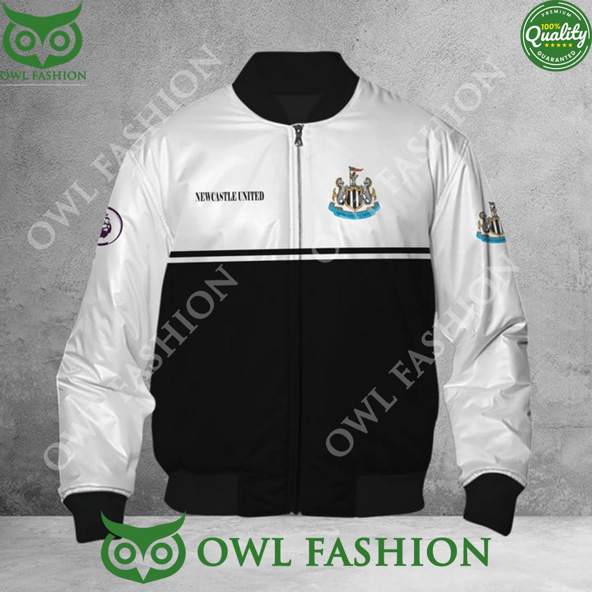 Newcastle United EPL Basic Black and White Bomber Jacket