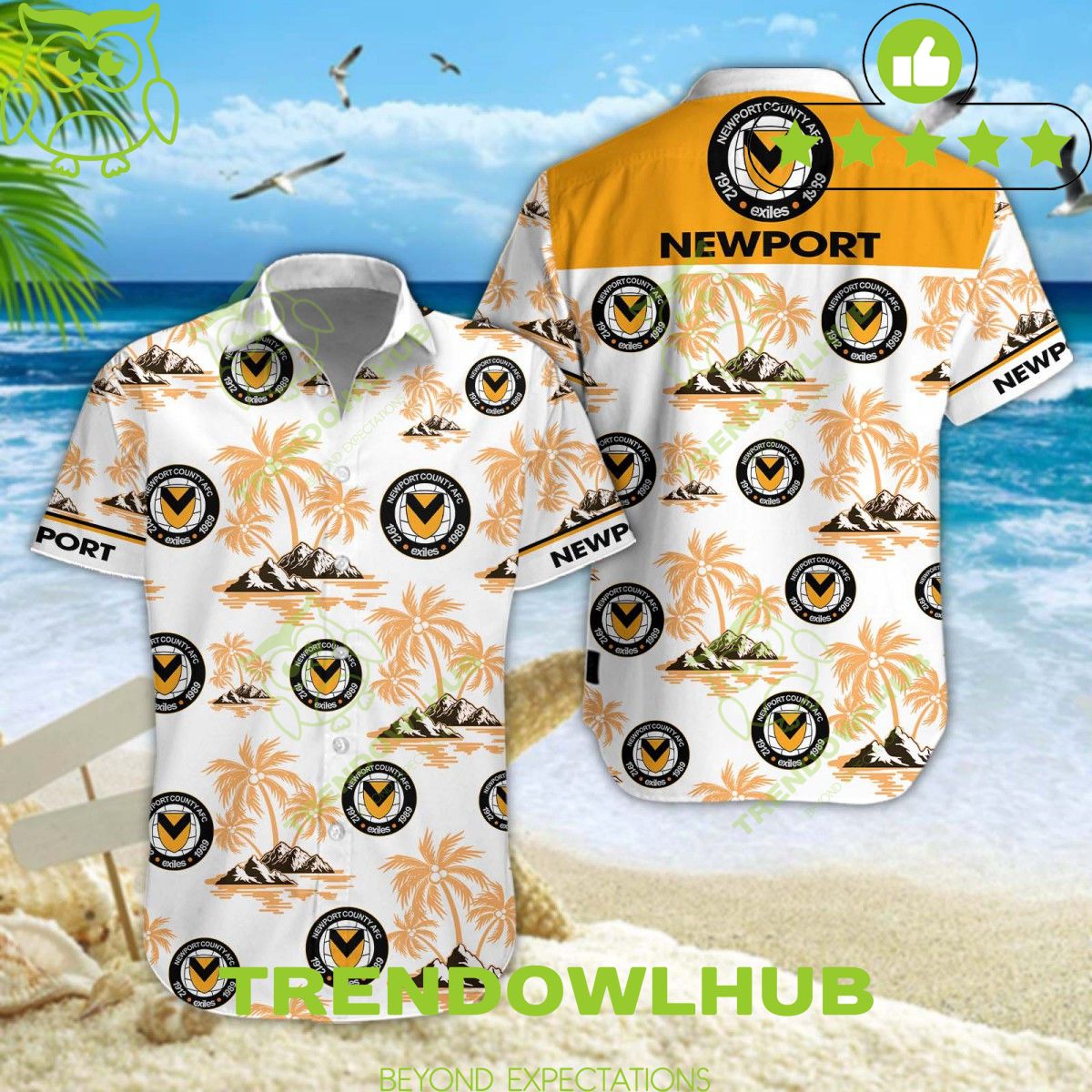 Newport County League Two EFL Hawaiian shirt shorts