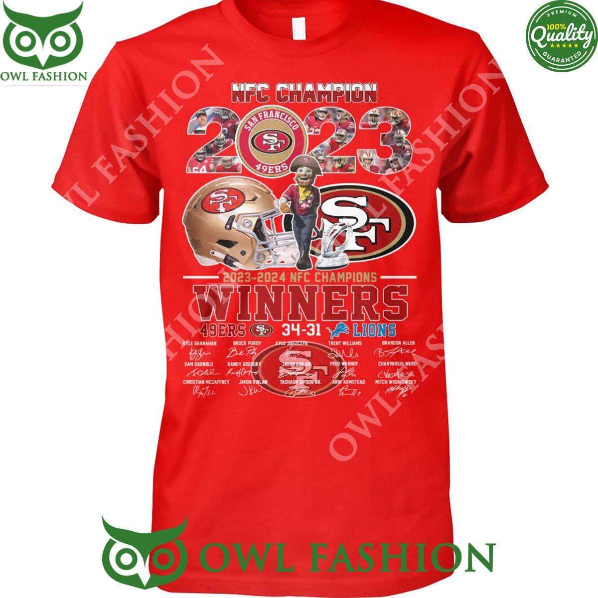 NFC Champions 2023 2024 49ers vs Lions 34 31 Winners t shirt
