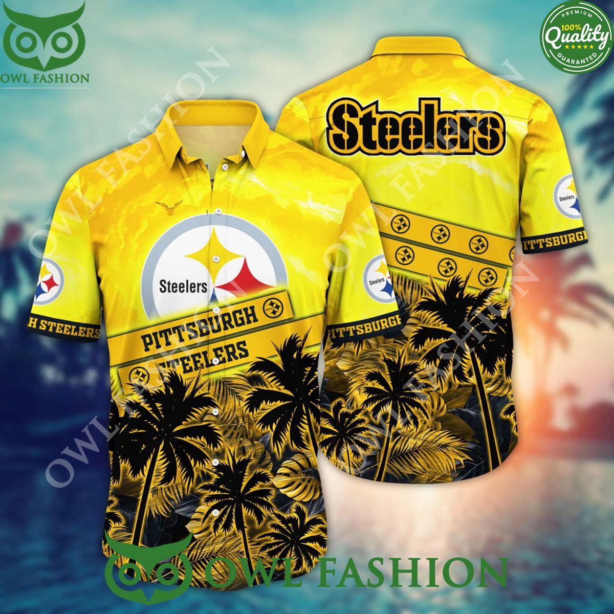 NFL Championship Pittsburgh Steelers Coconut Island Limited Hawaiian Shirt Shorts