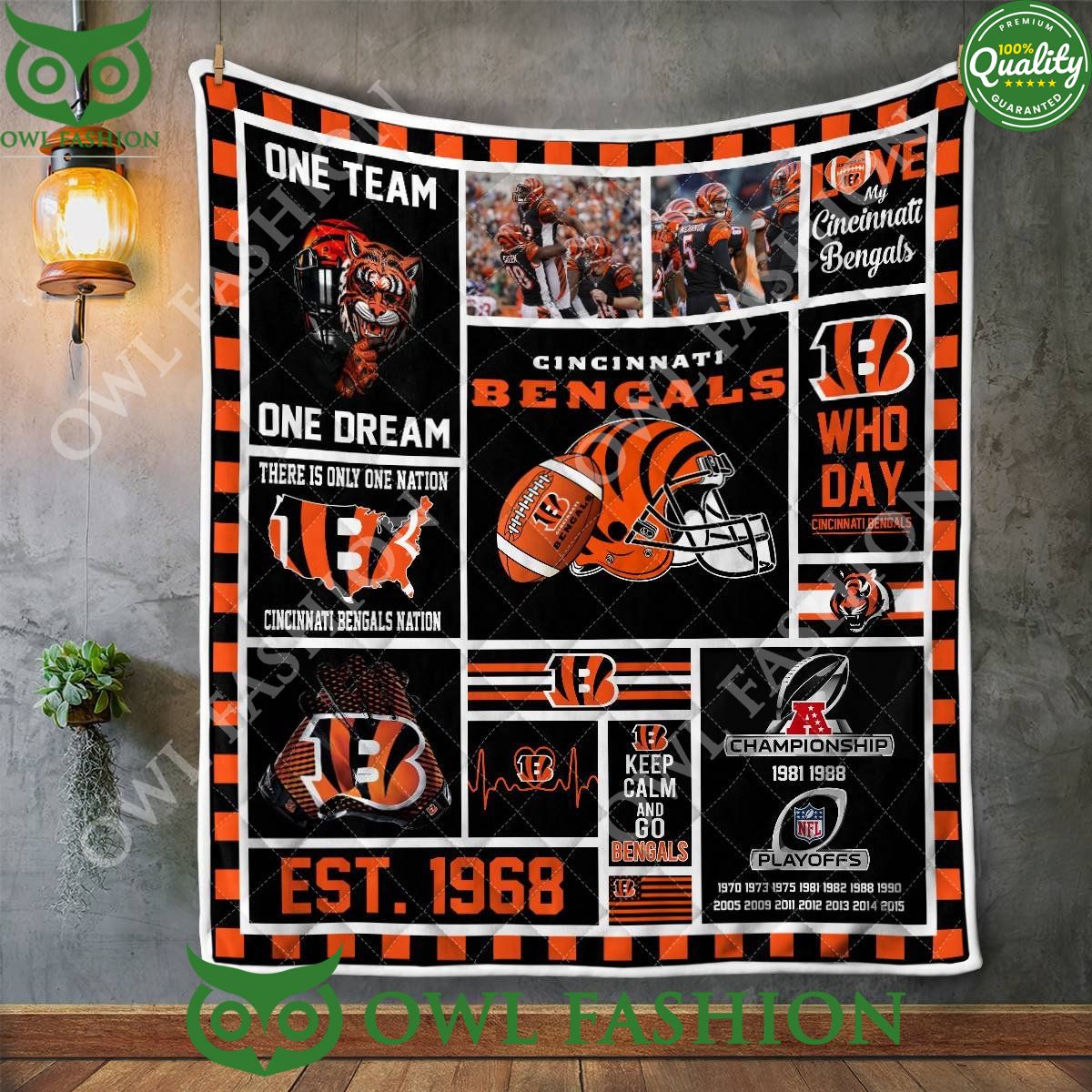 NFL Cincinnati Bengals One Team One Dream Quilt Blanket