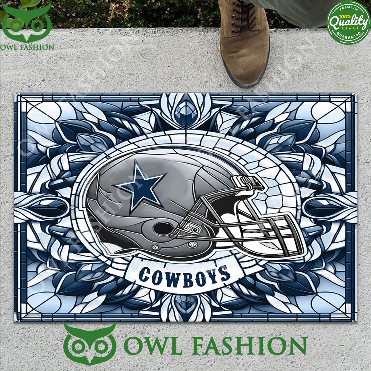 NFL Dallas Cowboys Stained Glass Football Helmet Doormat