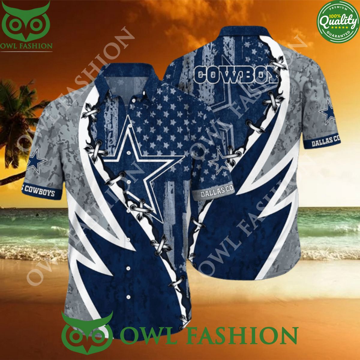 NFL Dallas Cowboys Summer Graphic American Flag Hawaiian Shirt 2024