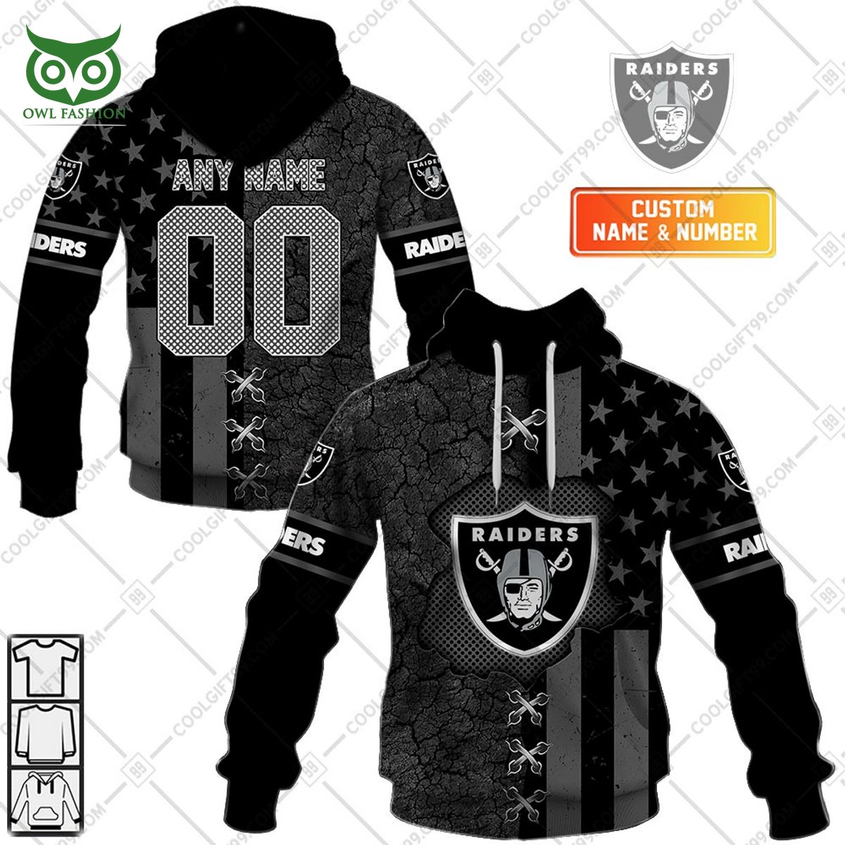 NFL flag Custom Las Vegas Raiders printed hoodie shirt