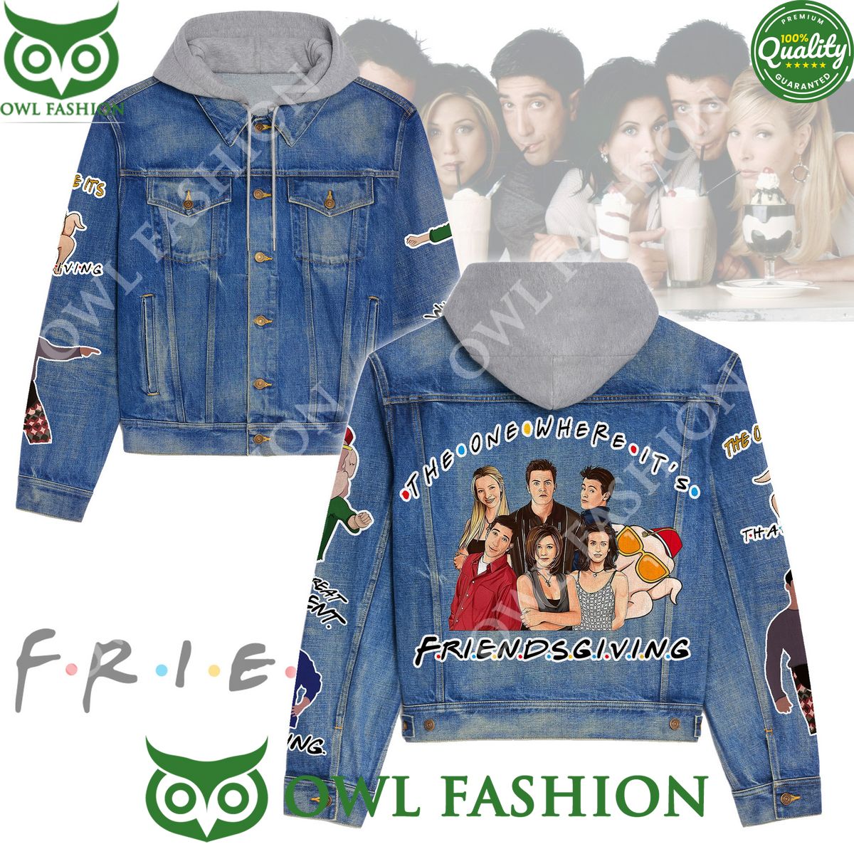 NFL Friends TV Series Giving The one where it is Jean Denim Hood Jacket