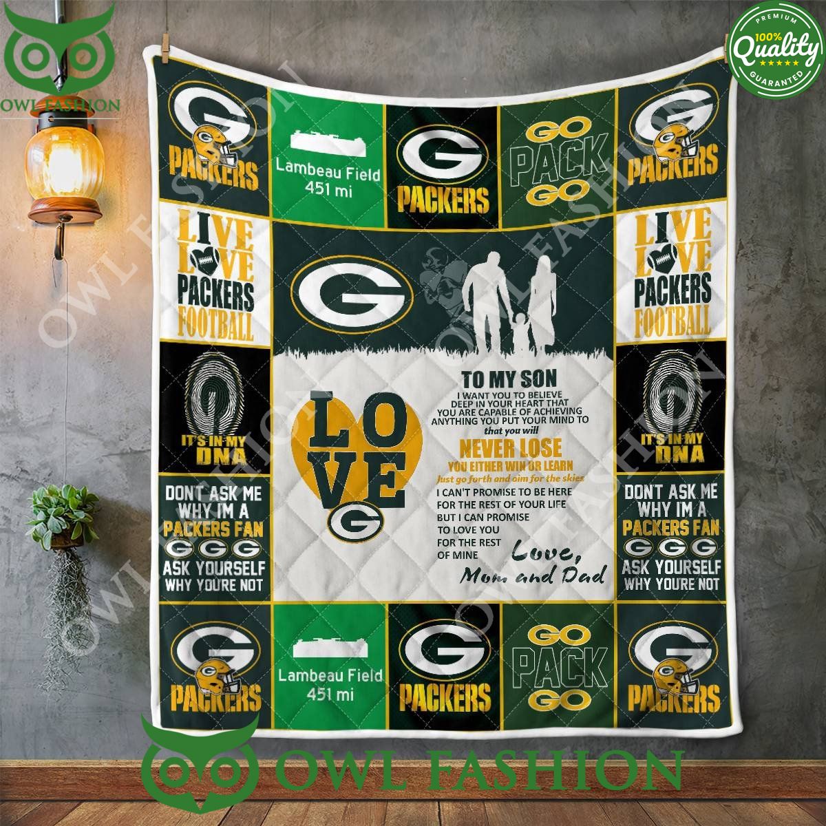 NFL Green Bay Packers To My Son Love Quilt Blanket